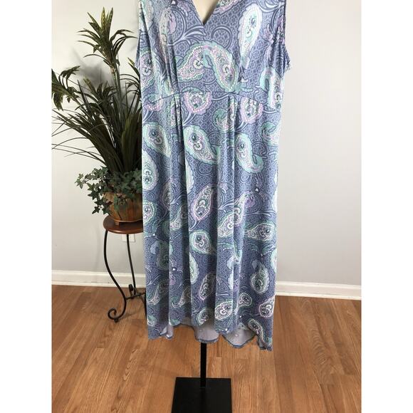 Ruby Rd. Woman Dress 1X Sleeveless Boho Vacation Feminine Preppy V-Neck Pullover - Picture 3 of 7